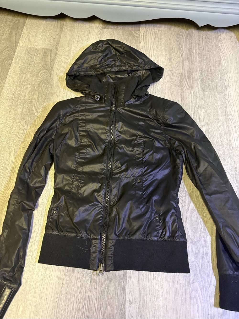 Mackage Black Hooded Bomber Jacket